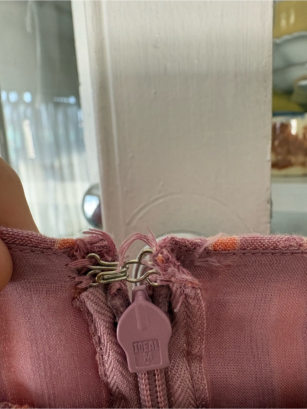 American Eagle Pink and Peach Striped Smocked Bodice Midi Dress - Picture 8 of 8